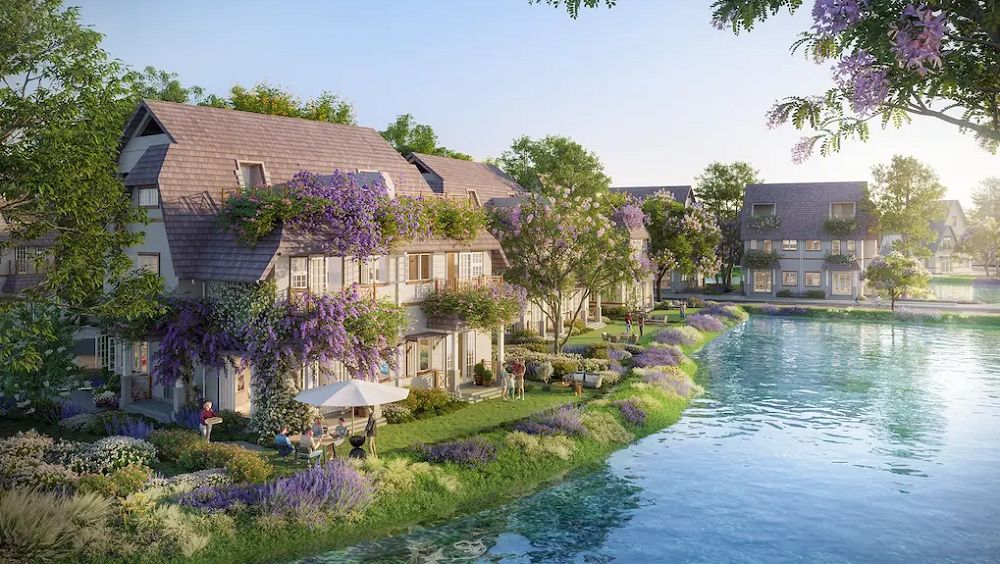 Công viên xanh và mặt nước đan xen tại dự án